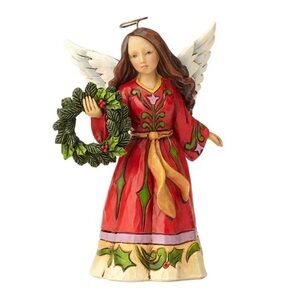Jim Shore Pint Size Angel With Wreath Resin 5.25” High